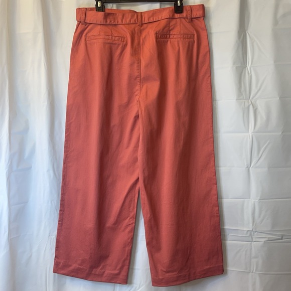 Womens  Time & Tru Size 14 Relaxed Straight Leg High Rise Coral Belt Trouser - Picture 7 of 13